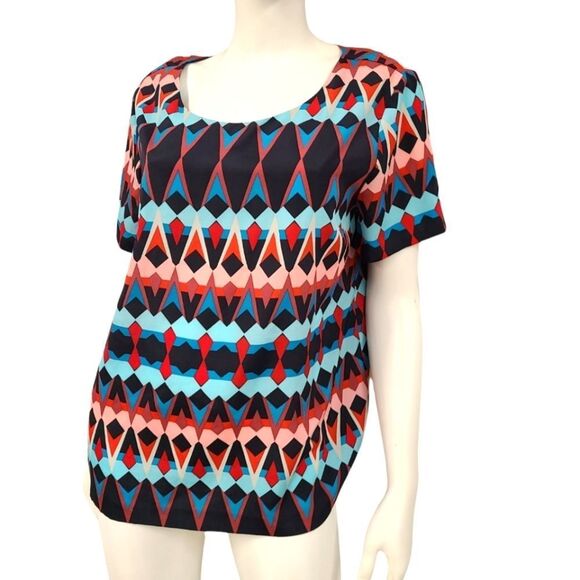 J. CREW Geometric Print Top sz Large - Picture 2 of 5